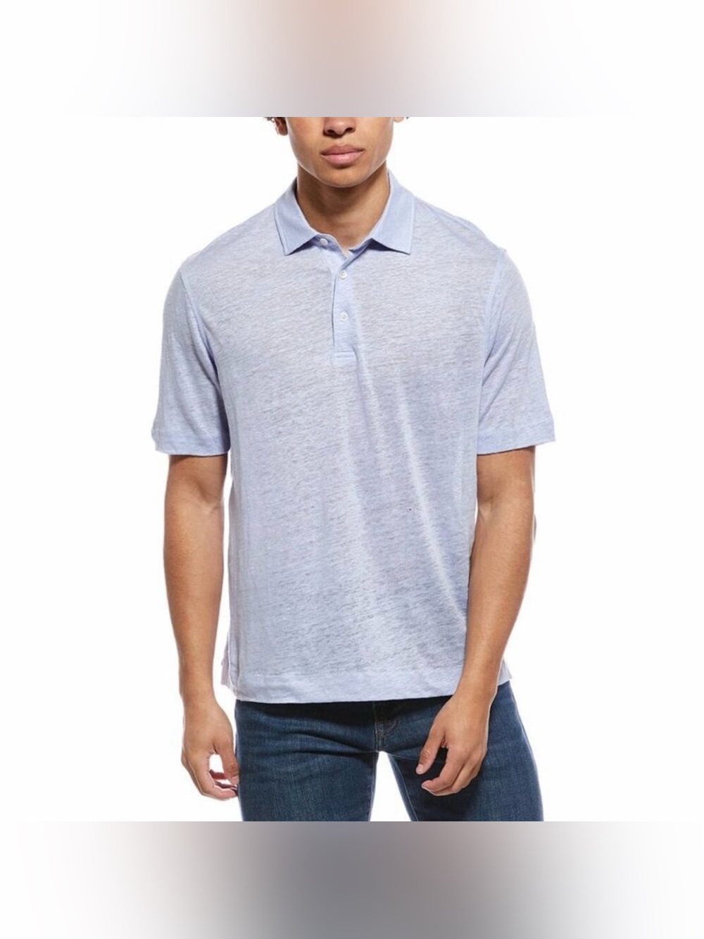 Vince men’s LINEN POLO SHIRT IN CHALK BLUE